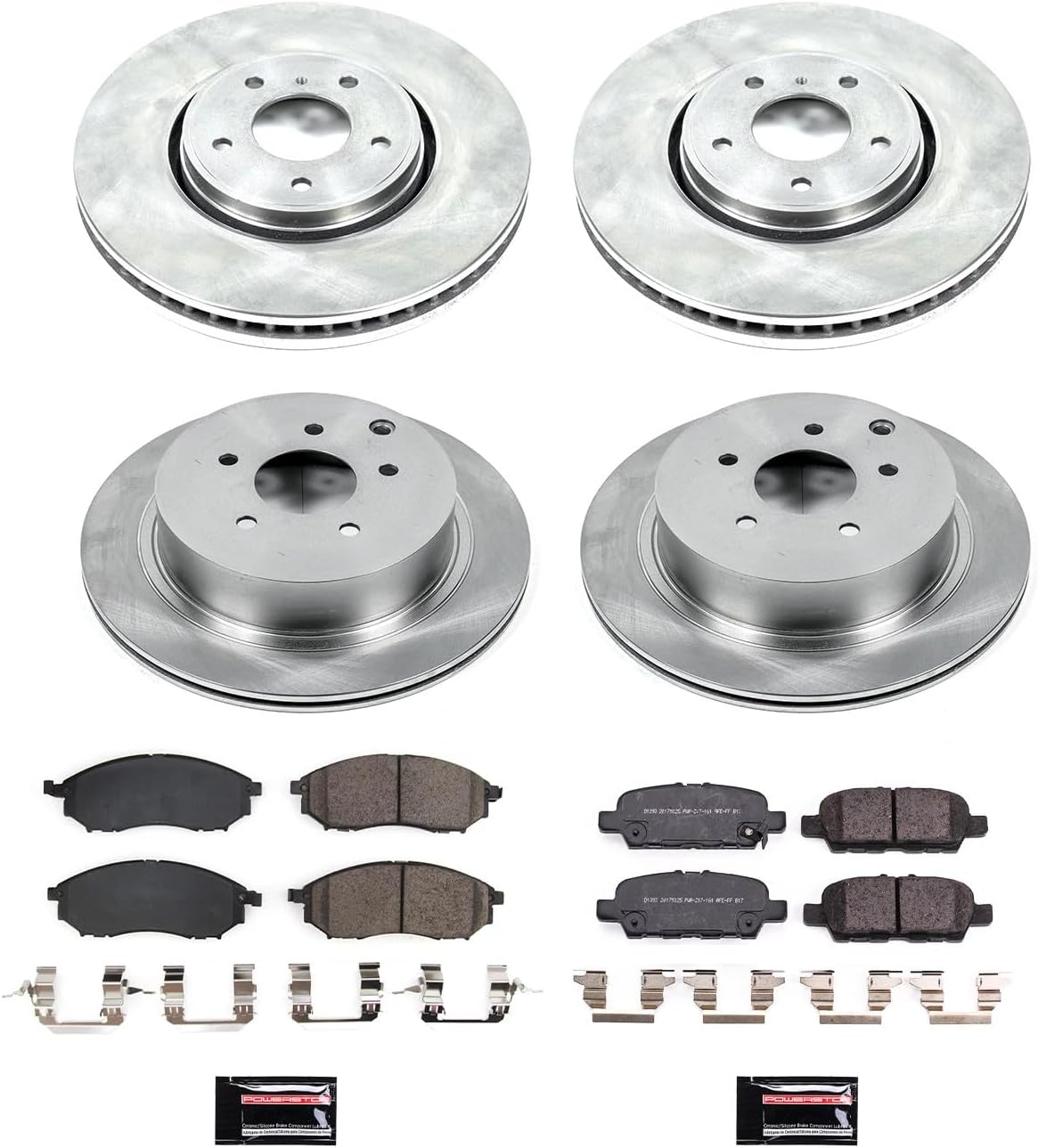 PowerStop Front and Rear Brake Kit for Infiniti FX35 2010-12 |FX37 2013 |QX70 2014 - Z17 Ceramic Brake Pads & Disc Rotors Replacement, KOE8878