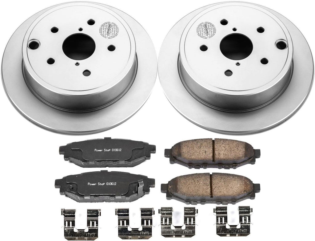 PowerStop Rear Brake Kit for Subaru WRX 2015-21 - Fully-Coated Disc Rotors with Z17 Ceramic Brake Pads Replacement, CRK6977