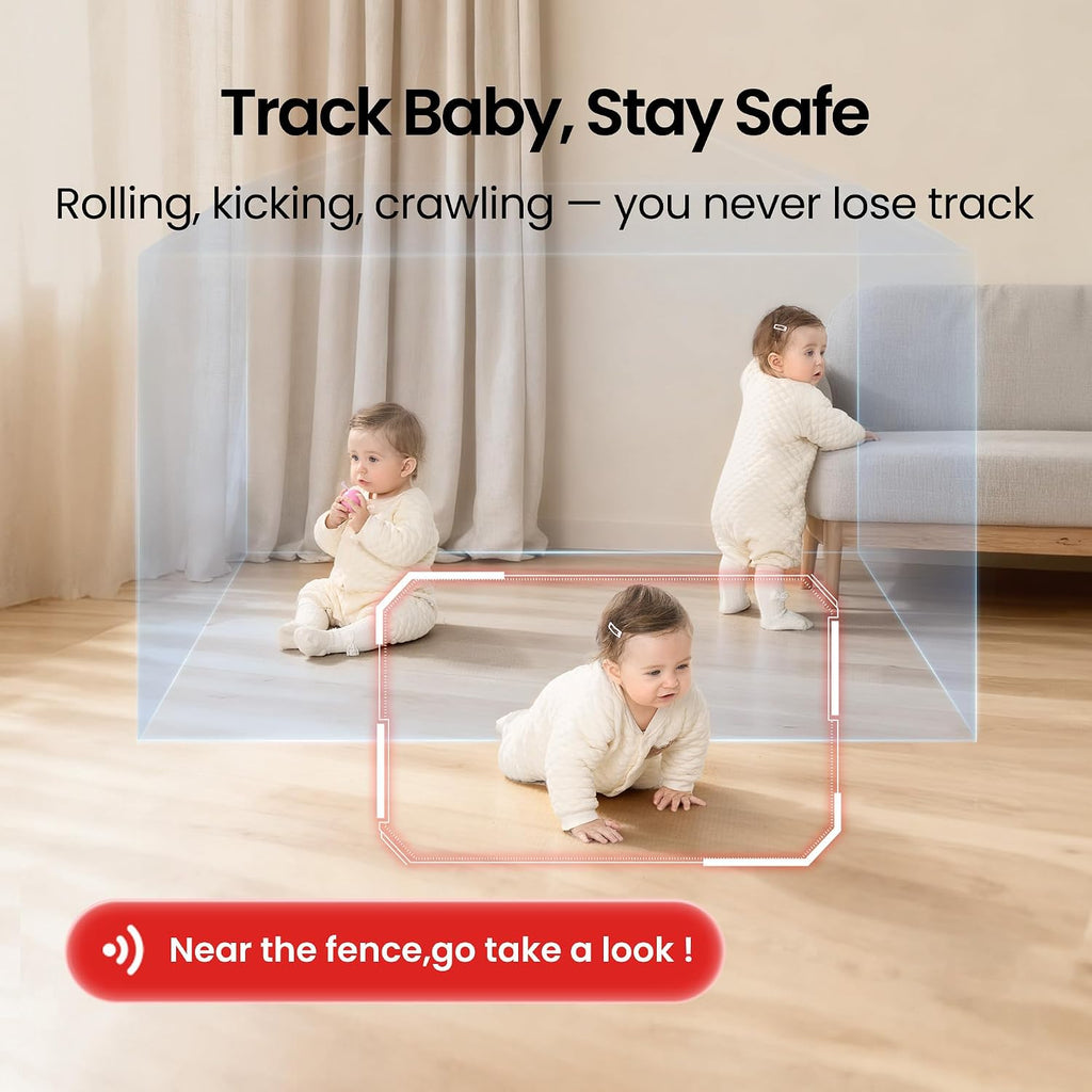 Monai Baby Monitor with Camera and Audio, 3K UHD, 6X Zoom, WiFi Video Monitor for Room or Travel, Pan 350° Tilt 65°, AI Cry Detection, Virtual Fence, Face-Cover Alerts, Sleep Monitoring, Night Vision