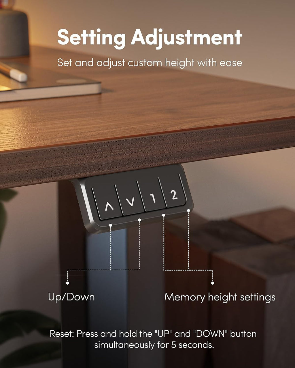 FEZIBO Electric Standing Desk Height Adjustable, 40 x 24 Inches Sit Stand up Desk, Home Office Computer Desk Rising Memory Presets (Dark Walnut)