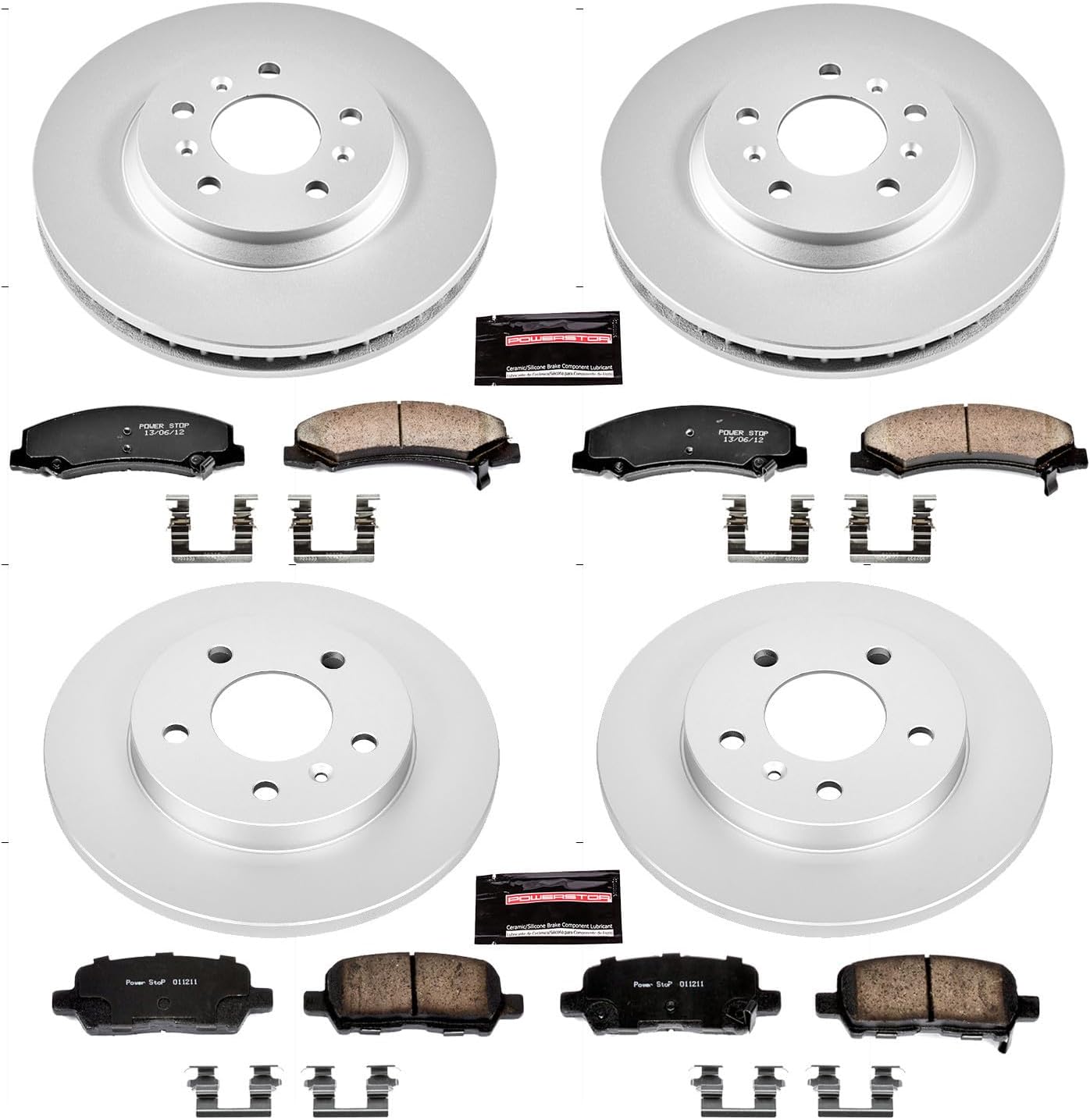 PowerStop Front and Rear Brake Kit for Chevrolet Impala 2011-13 | Chevrolet Impala Limited 2014-16 - Fully-Coated Disc Rotors with Z17 Ceramic Brake Pads Replacement, CRK5504
