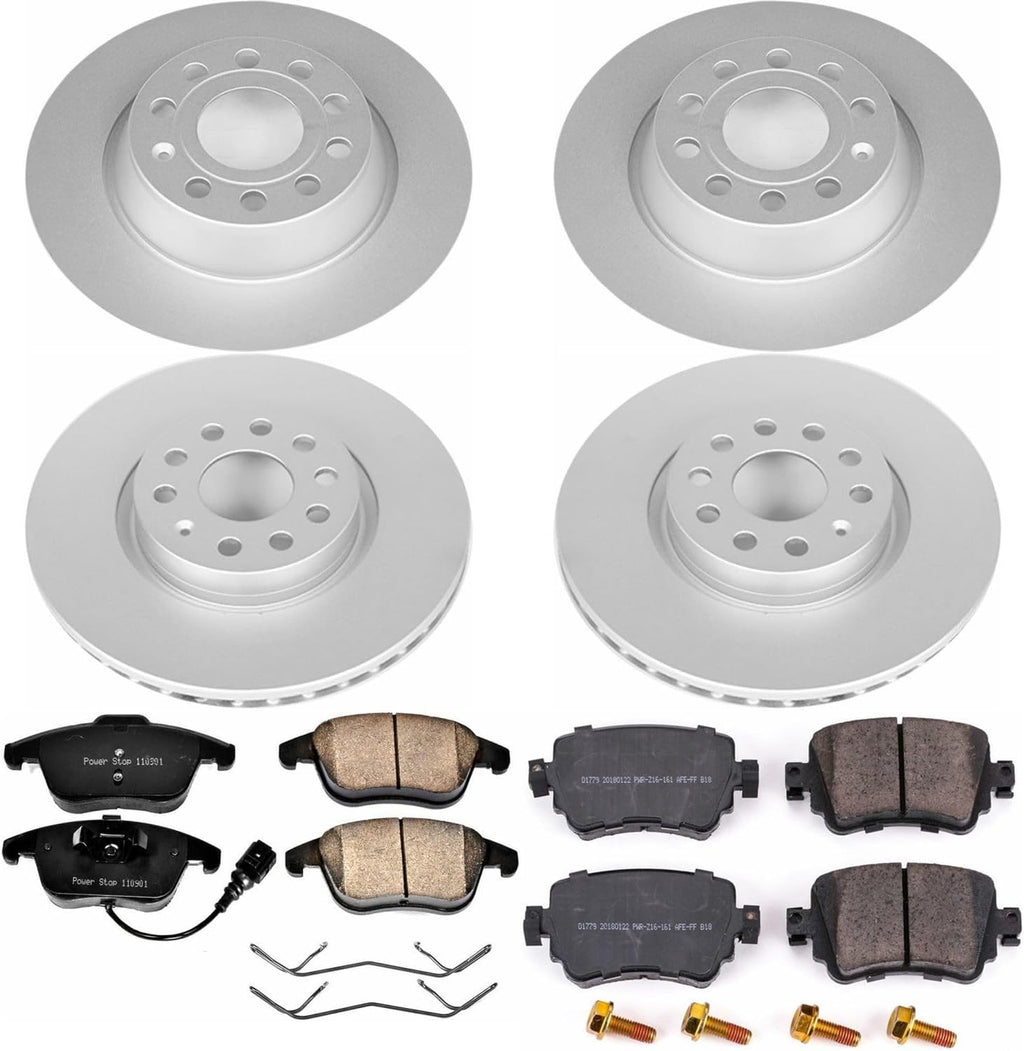 PowerStop Front and Rear Brake Kit for Audi Q3 2016-18 | Audi Q3 Quattro 2016-18 - Fully-Coated Disc Rotors with Z23 Carbon-Fiber Ceramic Brake Pads Upgrade, CRK7537