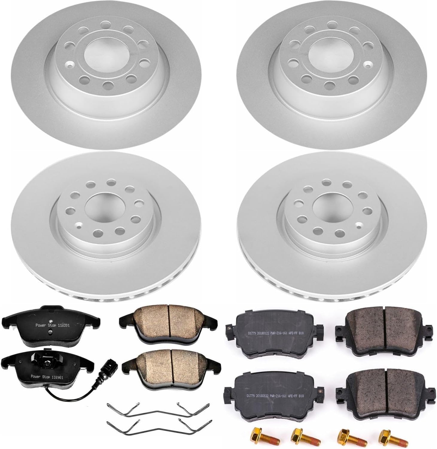 PowerStop Front and Rear Brake Kit for Audi Q3 2016-18 | Audi Q3 Quattro 2016-18 - Fully-Coated Disc Rotors with Z23 Carbon-Fiber Ceramic Brake Pads Upgrade, CRK7537
