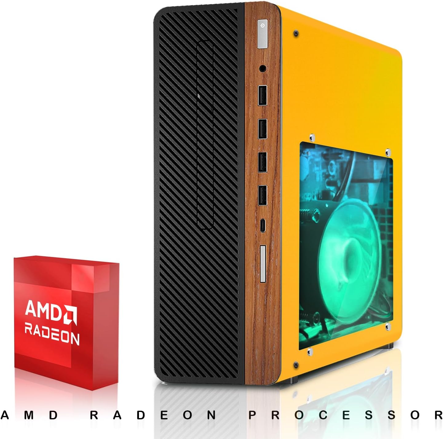 HP Half Dark Desktop Computer PC Lambo AMD A10-9700, 16GB RAM, 1TB SSD, Dual 24 Inch Curved Monitor, RGB KBM with AI Copilot, WiFi, RGB Soundbar, Webcam, Windows 11 (Renewed)