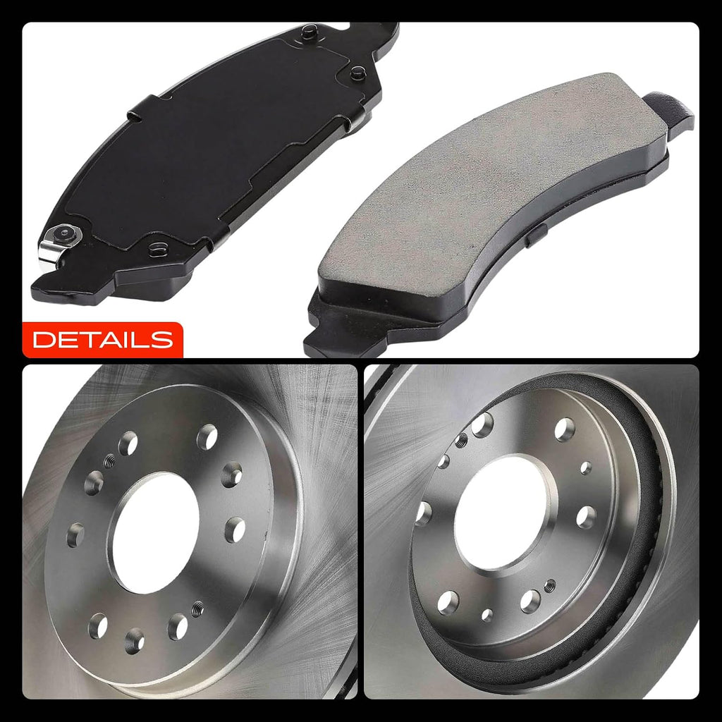 A-Premium 12.99 in (330mm) Front Vented Disc Brake Rotors + Ceramic Pads Kit Compatible with Select Chevy, Cadillac & GMC Models - Escalade, Avalanche, Silverado, Suburban, Tahoe, Express, Sierra, XTS