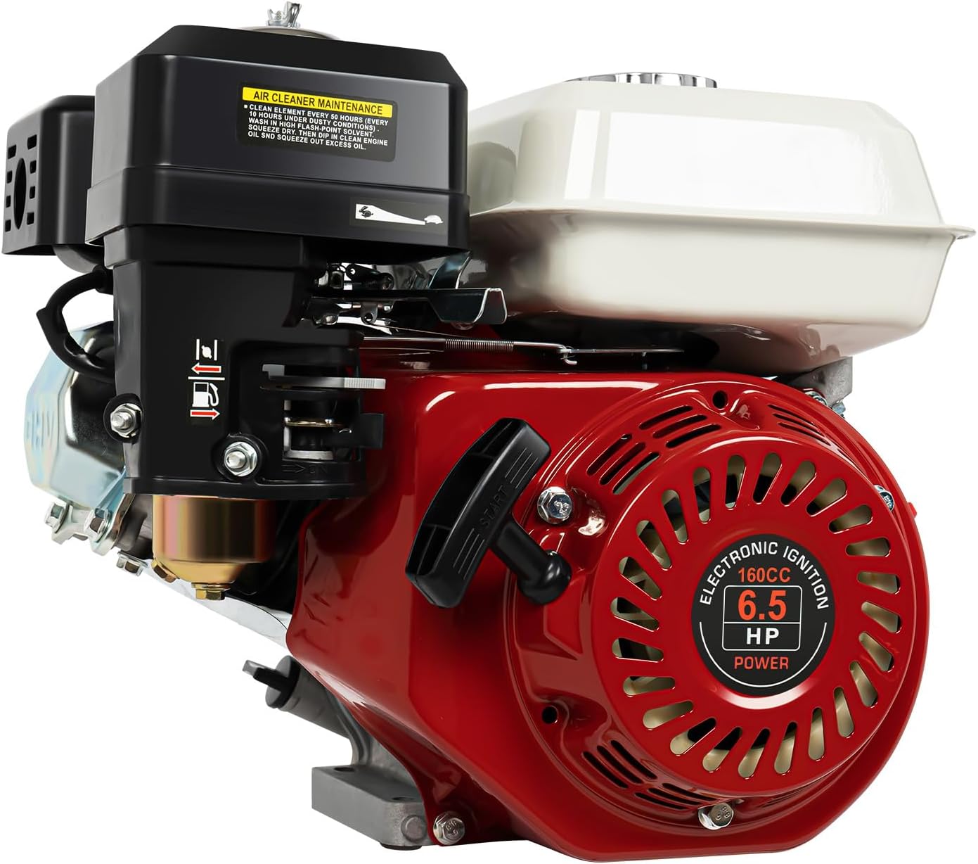 Bepritm 4 Stroke Gas Engine, Single Cylinder Air Cooled Gasoline Motor Engine, Go Kart Motor Engine Horizontal Shaft for Honda GX160, Lawn Mower, Go-Karts and Compressors (6.5HP 200CC Red)