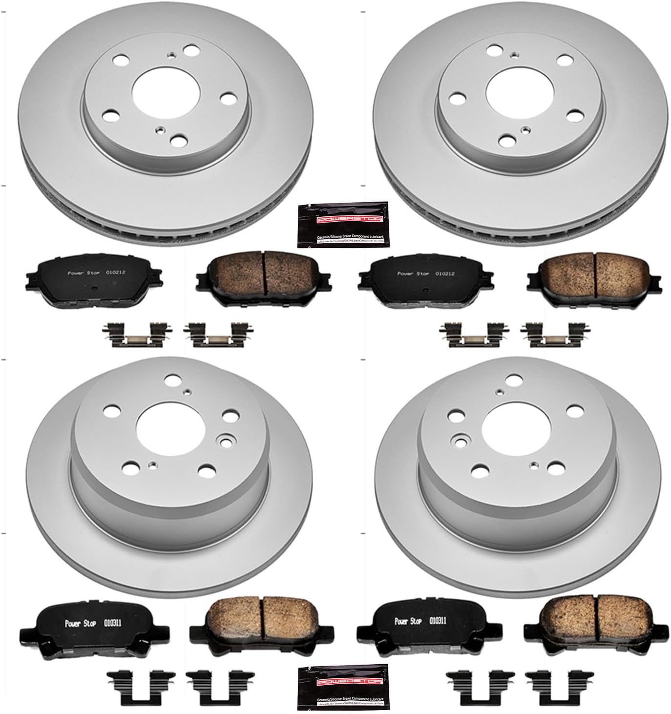PowerStop Front and Rear Brake Kit for Toyota Camry 2002-06 - Fully-Coated Disc Rotors with Z17 Ceramic Brake Pads Replacement, CRK1065