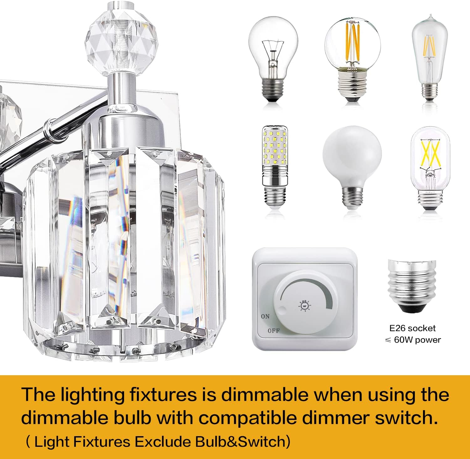 PRESDE Crystal 6 Light Bathroom Vanity Lights Chrom Bathroom Lights Fixtures Over Mirror Modern Bedroom Hallway