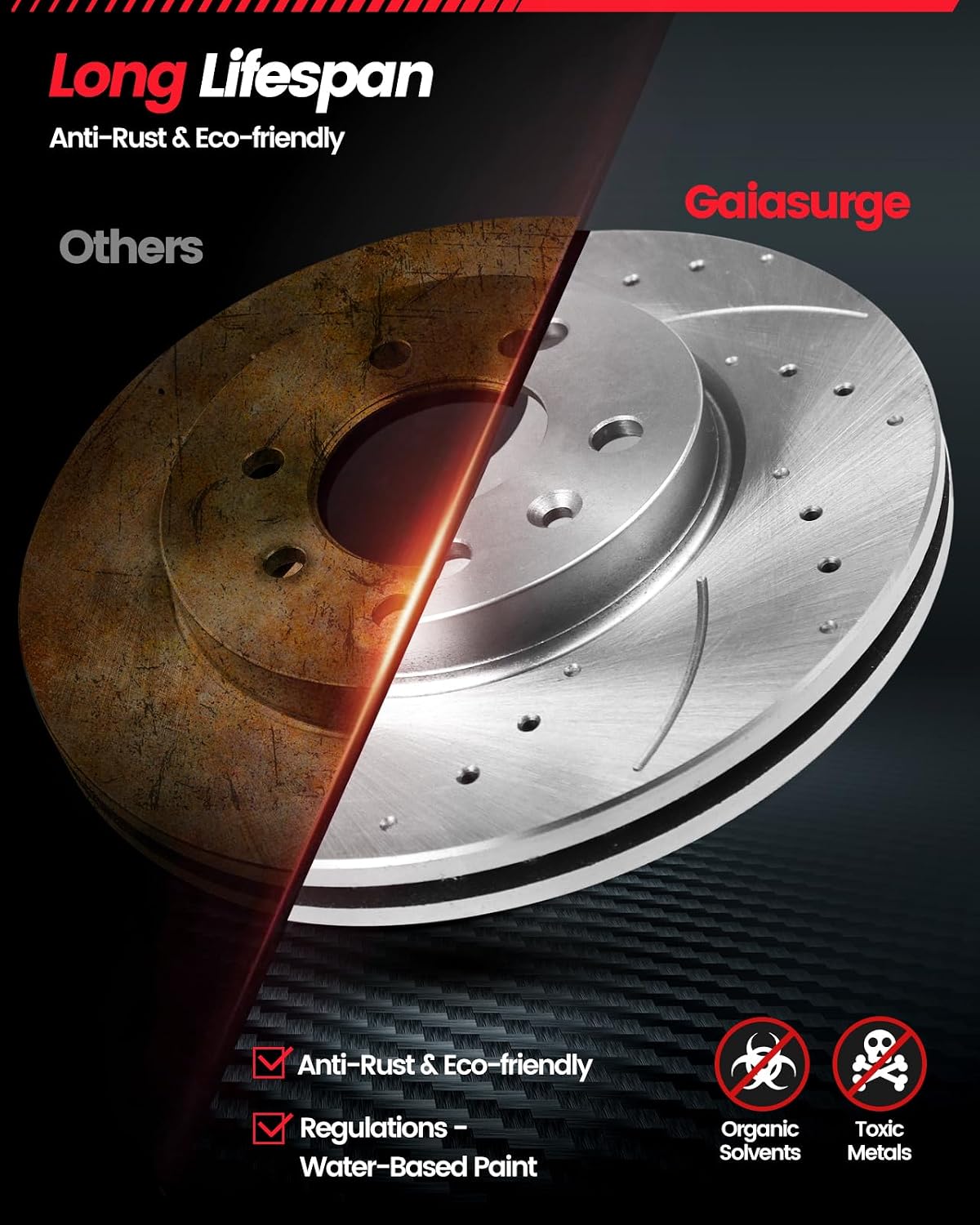 Front Brake Kit Compatible with Toyota Camry, Toyota Avalon, Lexus ES350, Lexus ES300h|Brake Rotors and Ceramic Brake Pads|296mm(11.7in)