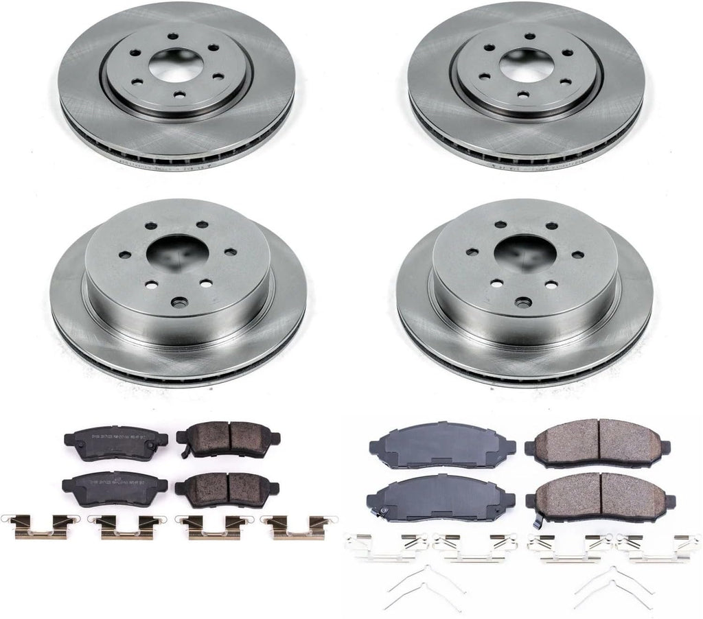 PowerStop Front and Rear Brake Kit for Nissan Frontier 2016-24 - Z17 Ceramic Brake Pads & Disc Rotors Replacement, KOE8358