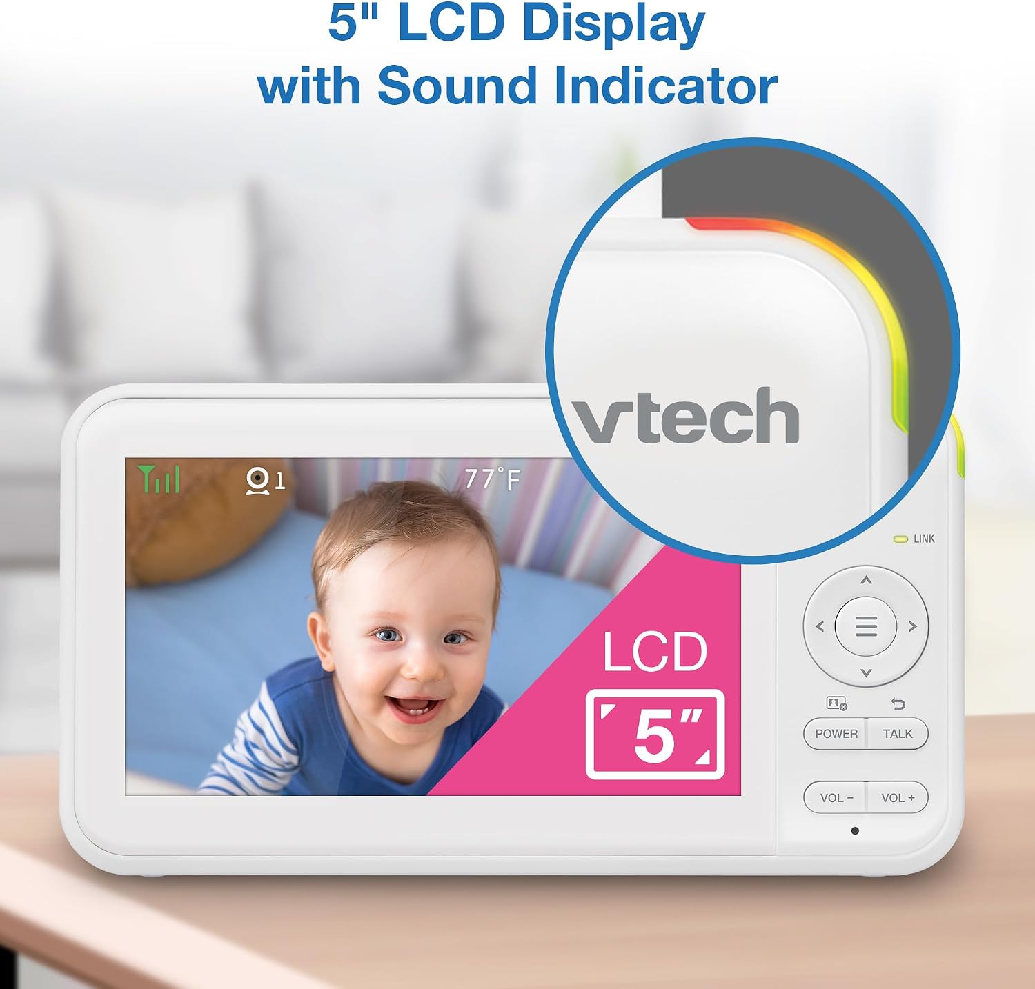 VTech 924-3W Video Baby Monitor with 3 Cameras, 5' LCD Screen, No WiFi, Pan Tilt Zoom, Up to 17Hrs Video & 31Hrs Audio Battery, 1000ft Range, Night Vision, Lullabies, Temperature Sensor, 2-Way Talk