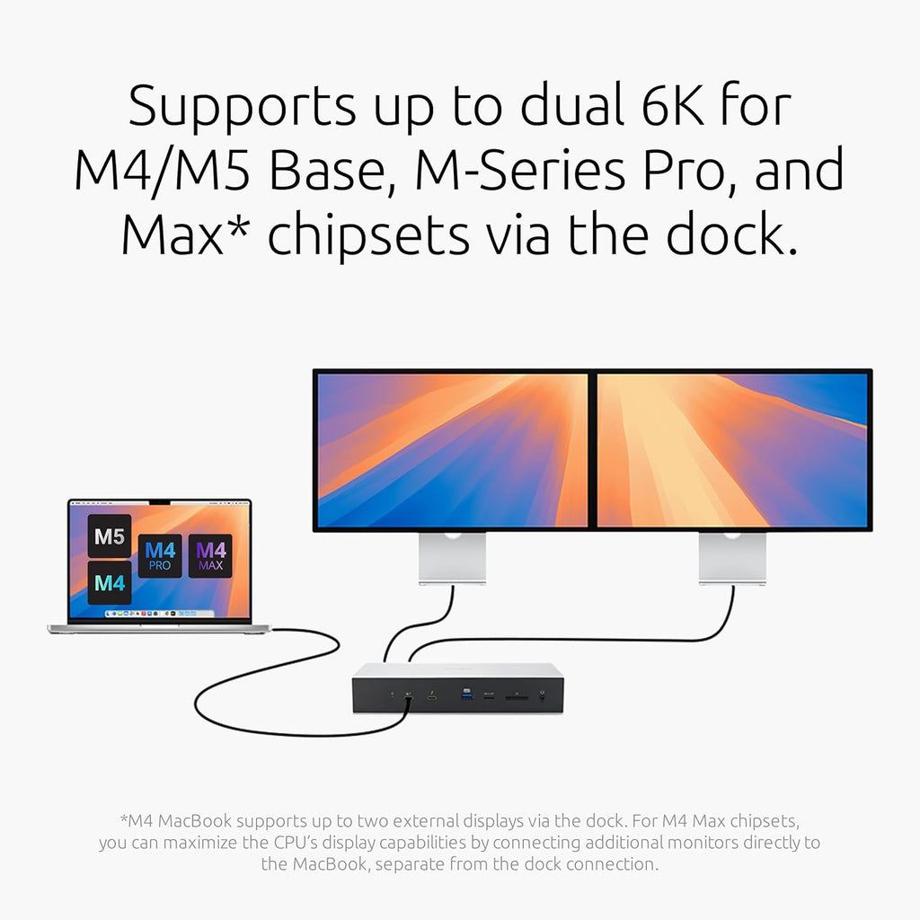 Kensington SD5000T5 Thunderbolt 5 Docking Station, Dual 6K at 60Hz, 140W PD, Compatible with MacBook M1/M2/M3/M4/M5 and Windows Thunderbolt 5 Laptops (K35201NA) Black