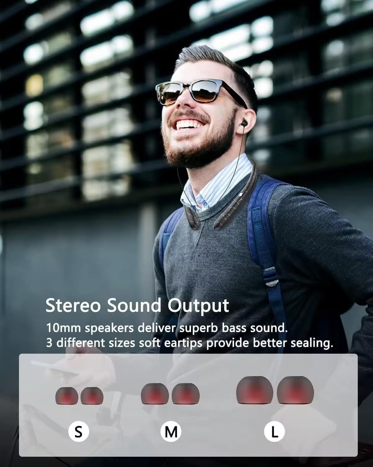 Retractable Neckband Bluetooth Headphones Auto Retractable Earbuds Wireless Earphones with 14Hrs HD Playtime, IPX5 Waterproof, CVC8.0 Noise Cancellation Mic for Crystal Clear Calls, Ideal for Exercise