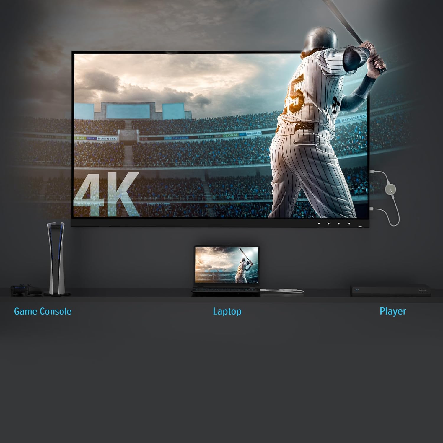 j5create ScreenCast 4K Wireless HDMI Transmitter and Receiver, Wireless HDMI Extender, Support 4K30Hz / 1080p60Hz, 2.4/5GHz, from Laptop/PC/Player/TV Box to Monitor/Projector/TV (JVAW75)