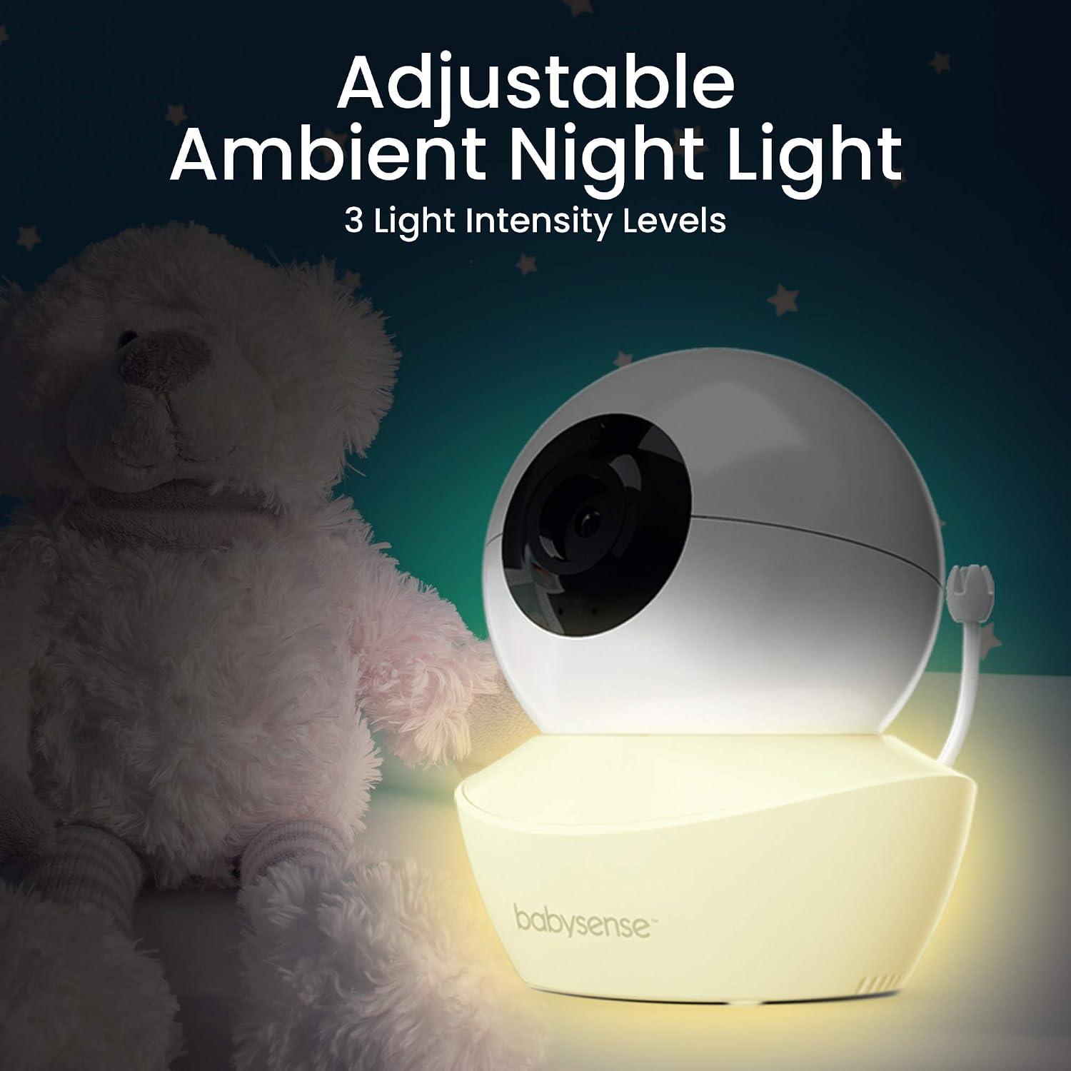 Babysense 5' HD Split-Screen Baby Monitor, Video Baby Monitor with Camera and Audio, Three HD Cameras with Remote PTZ, Night Light, 960ft Range, Two-Way Audio, 4X Zoom, Night Vision, 4000mAh Battery
