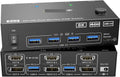 HDMI + Displayport KVM Switch 2 Monitors 2 Computers 8K@60Hz 4K@144Hz, Dual Monitor KVM Switch with 4 USB 3.0 Port,Wired Remote(NA-8202DH,AU)