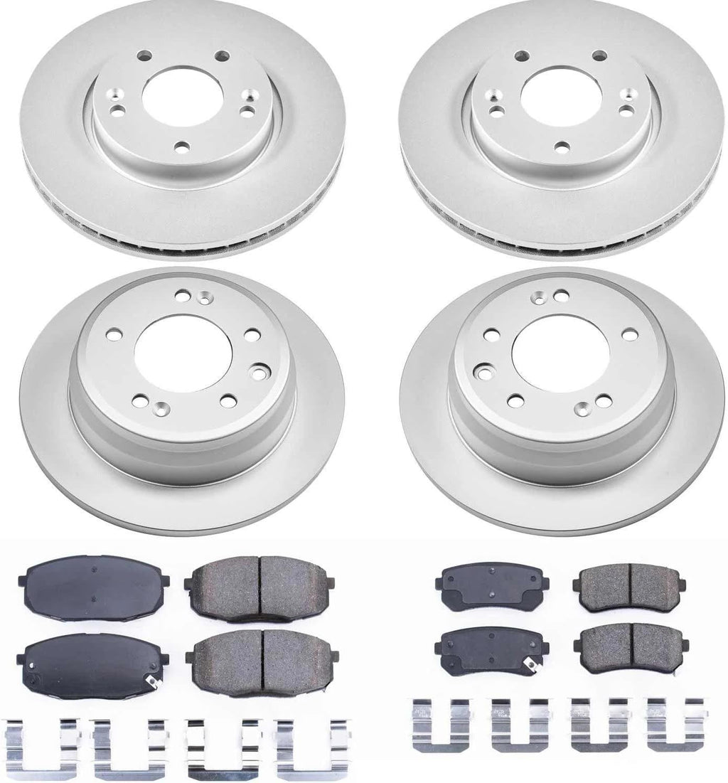PowerStop Front and Rear Brake Kit for Hyundai Elantra 2009-12 - Fully-Coated Disc Rotors with Z17 Ceramic Brake Pads Replacement, CRK6302