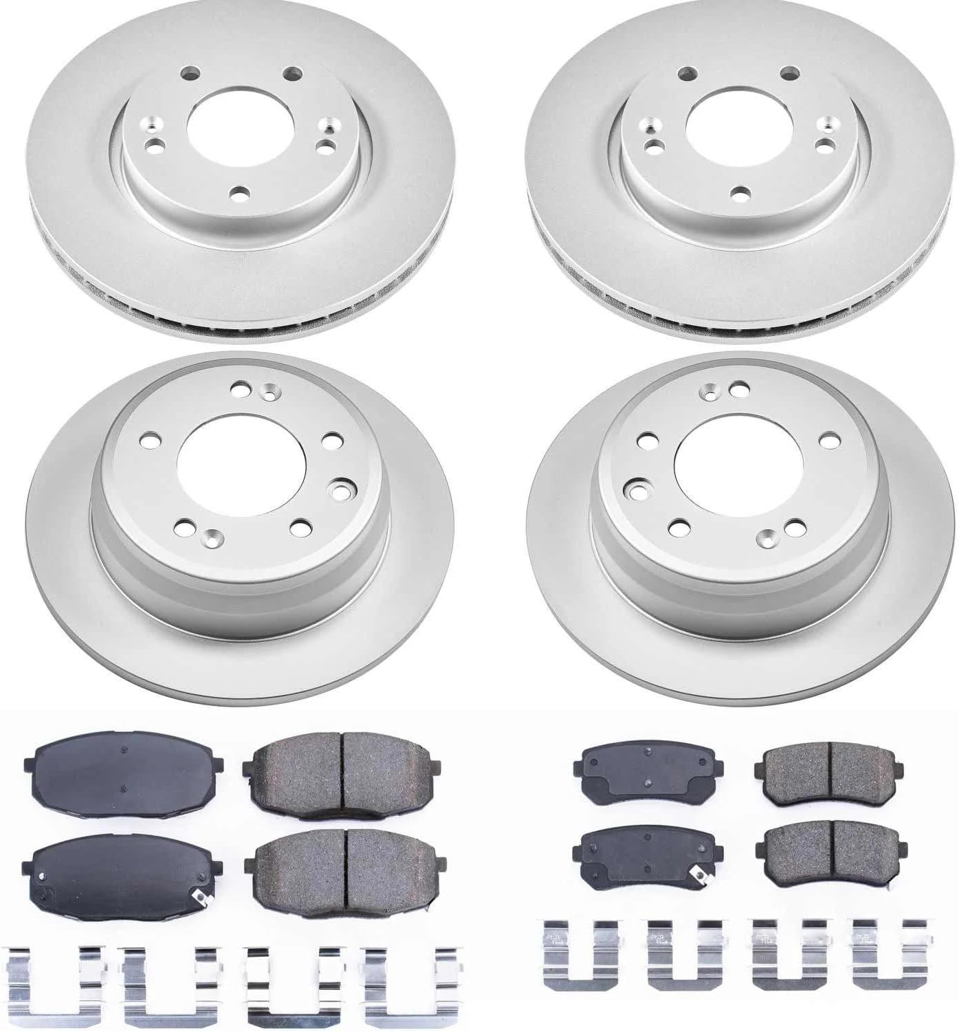 PowerStop Front and Rear Brake Kit for Hyundai Elantra 2009-12 - Fully-Coated Disc Rotors with Z17 Ceramic Brake Pads Replacement, CRK6302