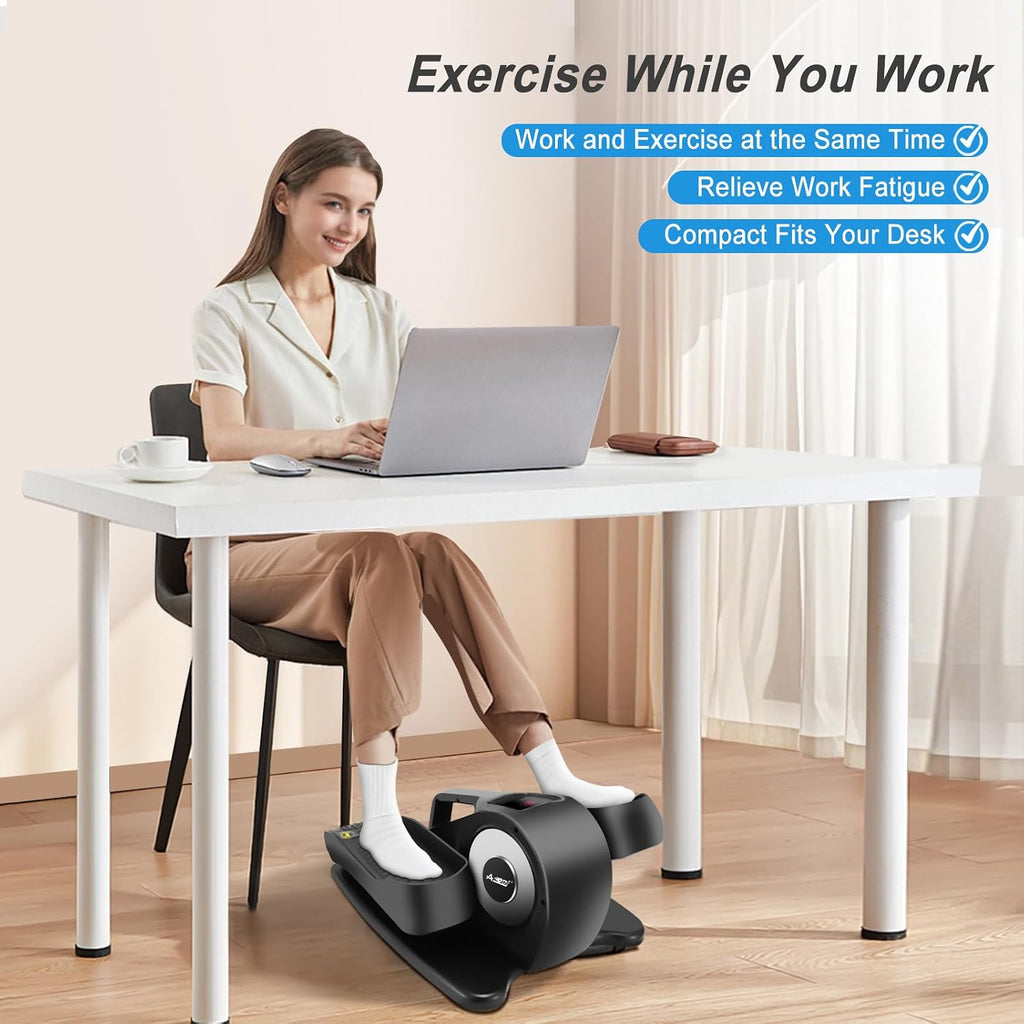 Under Desk Elliptical Machine, Leg Exerciser for Seniors Adults, Adjustable Speeds Elliptical Trainer with Remote, Quiet & Portable Mini Seated Pedal Exerciser for Home Office Use