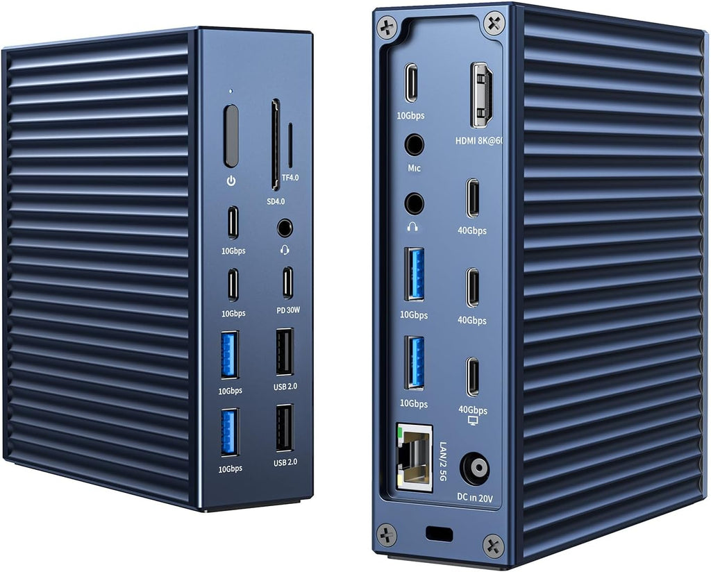 ACASIS Thunderbolt 4 Dock 21-IN-140gbps for MacBook Pro Docking Station Dual Monitor, 8K60Hz HDMI 2.5 GbE Ethernet SD/TF 4.010Gbps 7*USB C/A, 3.5mm Audio, 40Gbps Dock for Mac/Dell/HP/Lenovo/ThinkPad