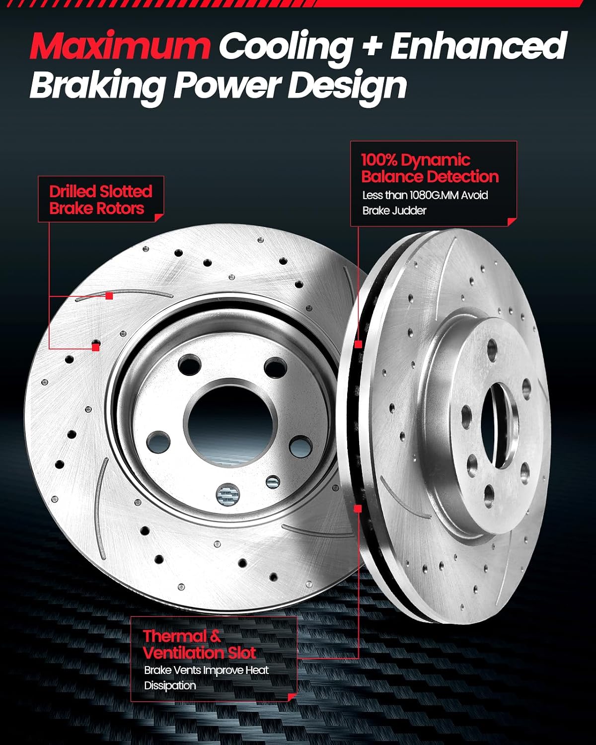 Front Brake Kit Compatible with Toyota Camry, Toyota Avalon, Lexus ES350, Lexus ES300h|Brake Rotors and Ceramic Brake Pads|296mm(11.7in)