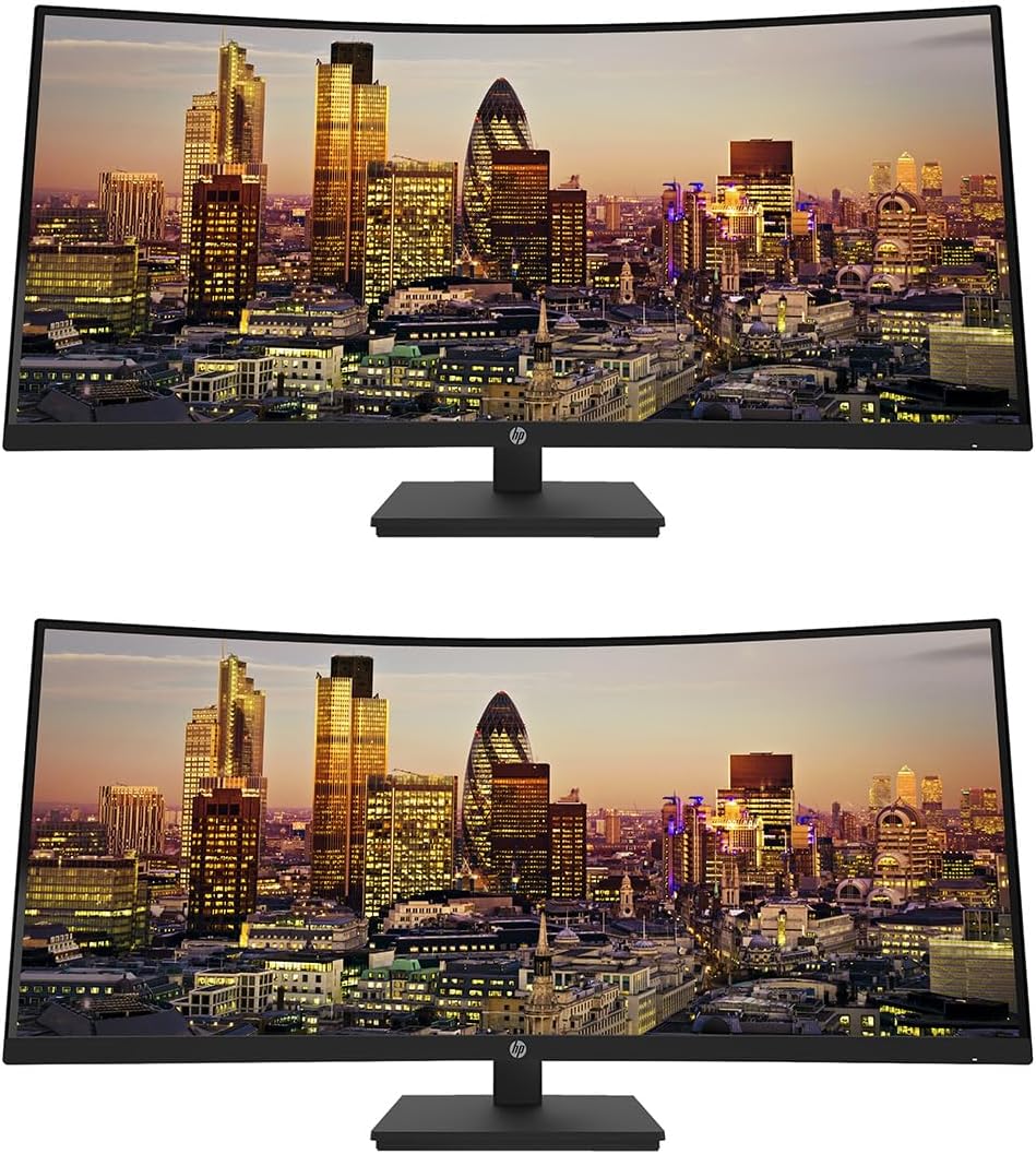 HP P34HC G4 Curved 34 inch 3440 x 1440 2K WQHD LCD Monitor 2-Pack Bundle with Built-in Speakers