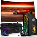 HP Desktop Computer PC – Intel Core i5, 16GB ARGB RAM, 2TB SSD, 24 Inch Curved Monitor, GT 1030 Graphics, RGB Keyboard with AI Copilot Key, Mouse & RGB Headphones, Windows 11 (Renewed)
