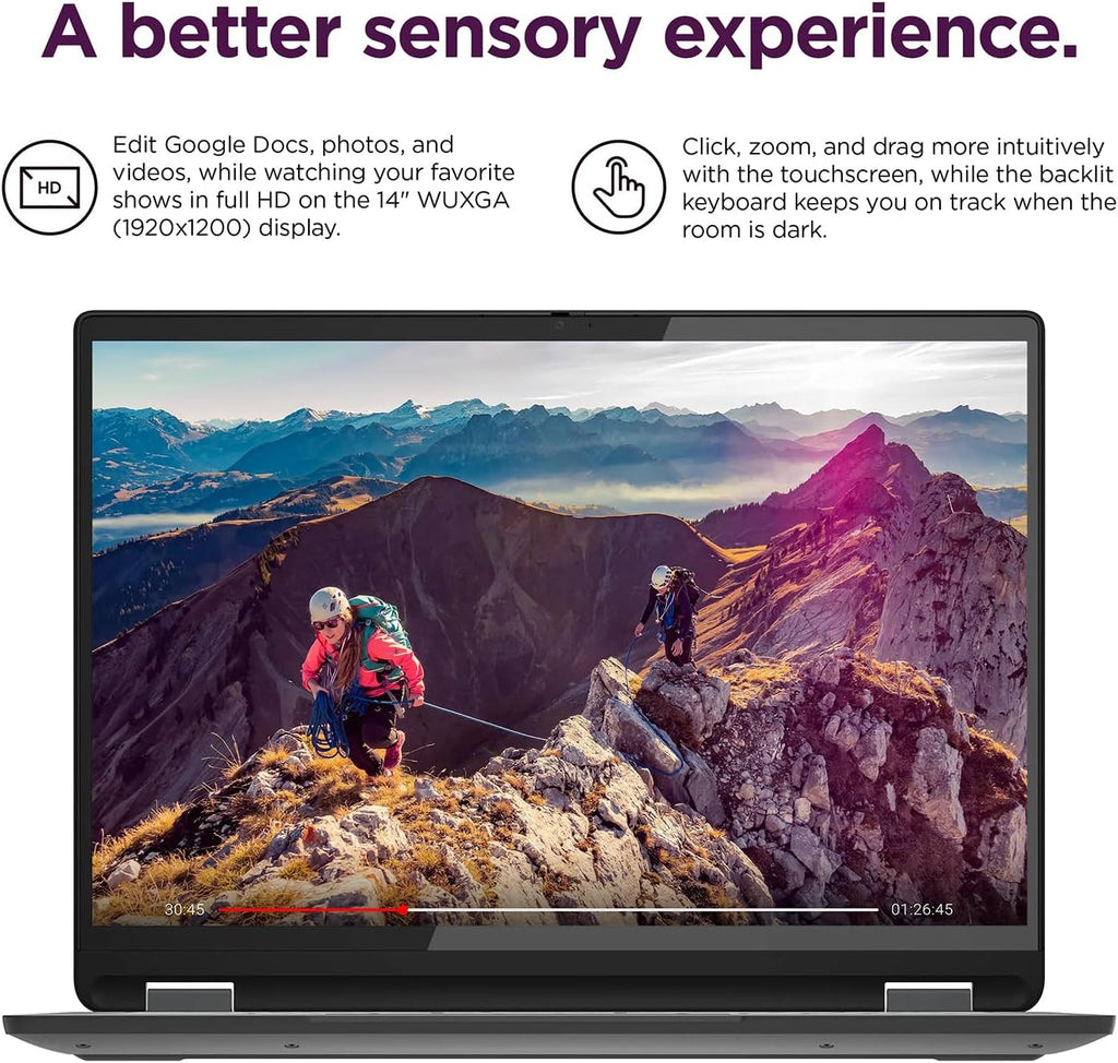 Lenovo IdeaPad Flex 5i Chromebook Plus 14' FHD+ 2-in-1 Touchscreen Laptop (Intel Core i3-1315U, 8GB RAM, 256GB Storage), FHD Webcam, Backlit, Chrome OS (Renewed)