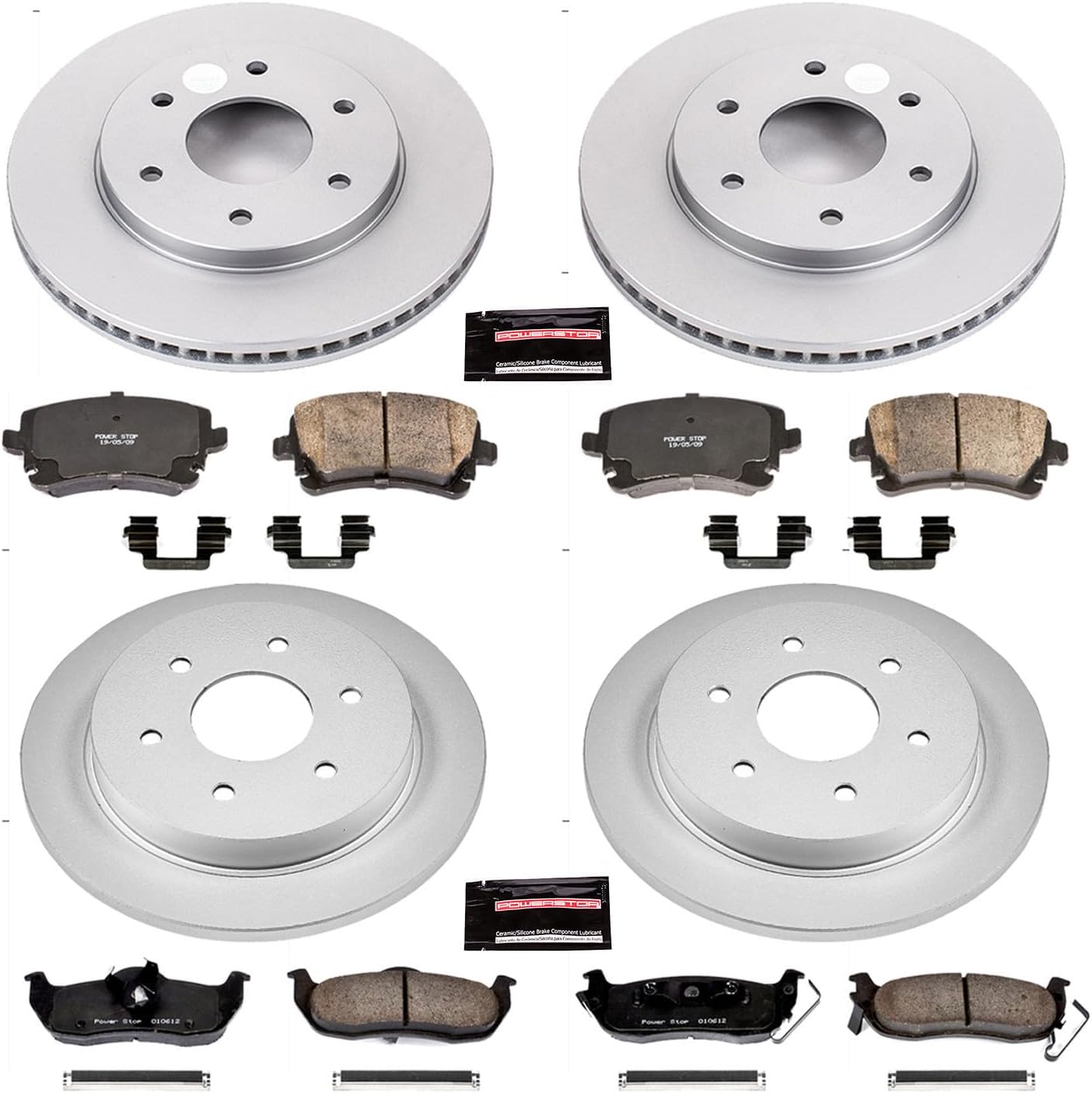 PowerStop Front and Rear Brake Kit for INFINITI QX56 2004-05 |Nissan Armada 2005 |Pathfinder Armada 2004 |TITAN 2004-05 - Fully-Coated Disc Rotors with Z17 Ceramic Brake Pads Replacement, CRK2443