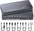AV Access KVM Switch Docking Station for MacBook Desktop PC, USB C KVM Switch 2 Monitors 2 Computers, 4K Dual HDMI Displays, Plug&Play, Ethernet, 100W Power Delivery, EDID Emulation