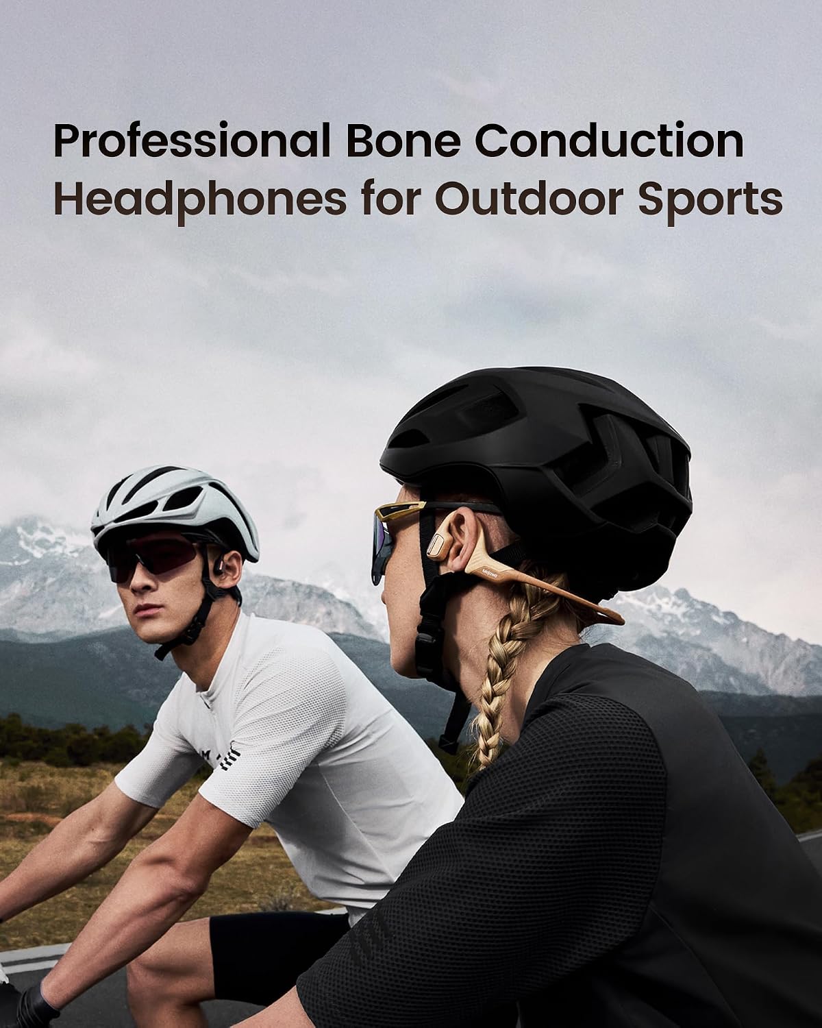 mojawa Purra Run Bone Conduction Sport Headphones, Open-Ear Bluetooth Headphones with Mic, IP67 Waterproof, Deep Bass, Voice Control, Secure Fit for Running, Cycling, and Workouts (Black)