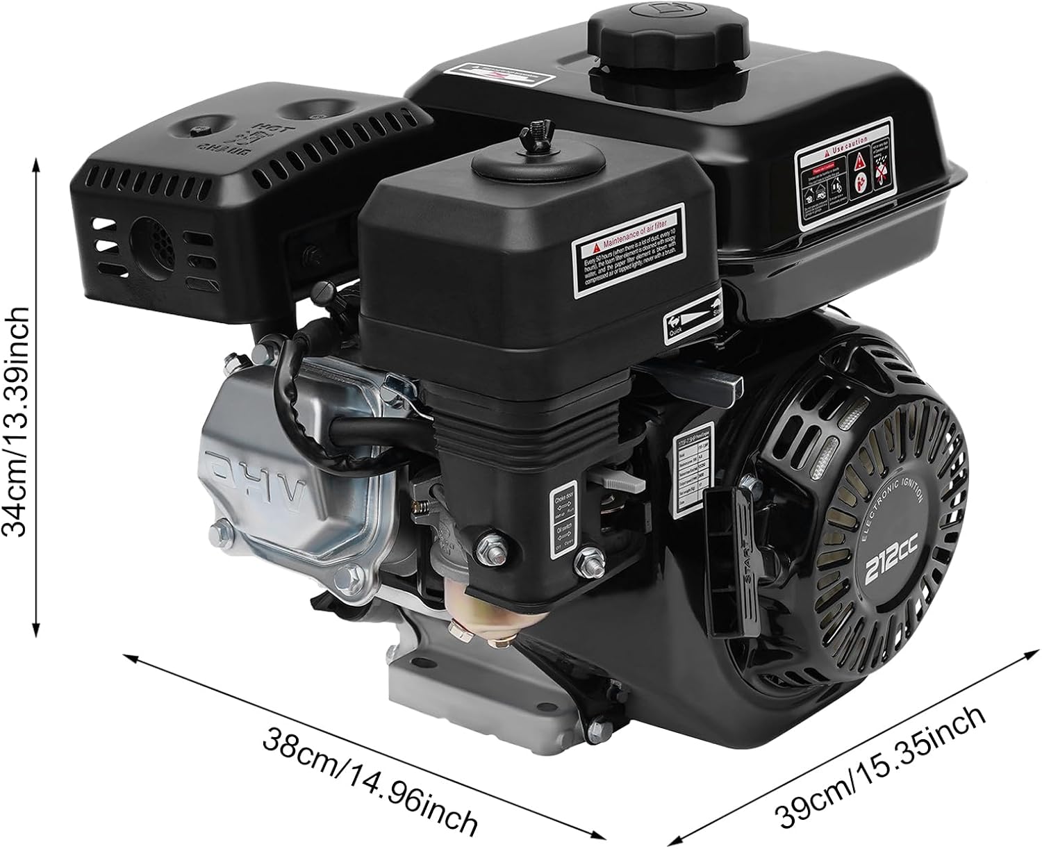 7.5HP 212CC Engine, 4-Stroke OHV Gas Engine Replacement for Honda GX160, Air Cooled Motor Engine for Go-Karts Compressors Lawn Mowers Water Pumps