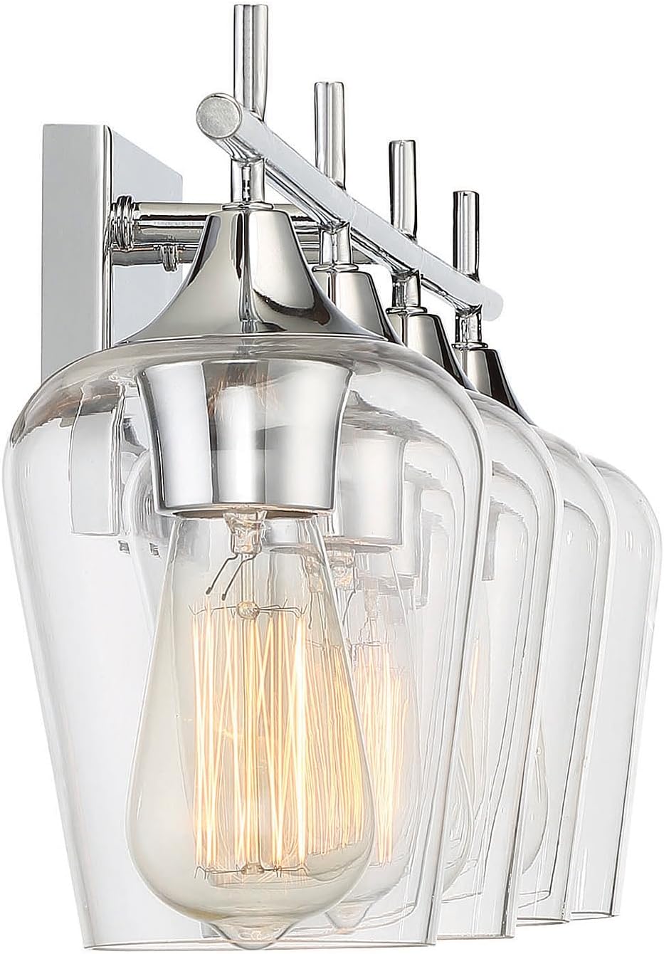 Savoy House 8-4030-4-11 Octave Bohemian Clear Glass Bathroom Vanity Wall Light, 4-Light 240 Total Watts, 10' H x 29' W, Polished Chrome