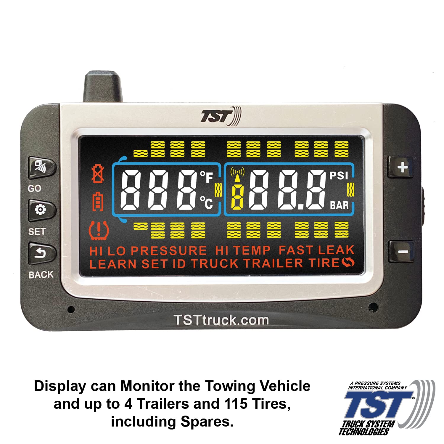 TST 507 Series TPMS - RV Tire Pressure Monitoring System with 6 Cap Sensors & Color Display Monitor for Travel Trailers, Campers and Motorhomes