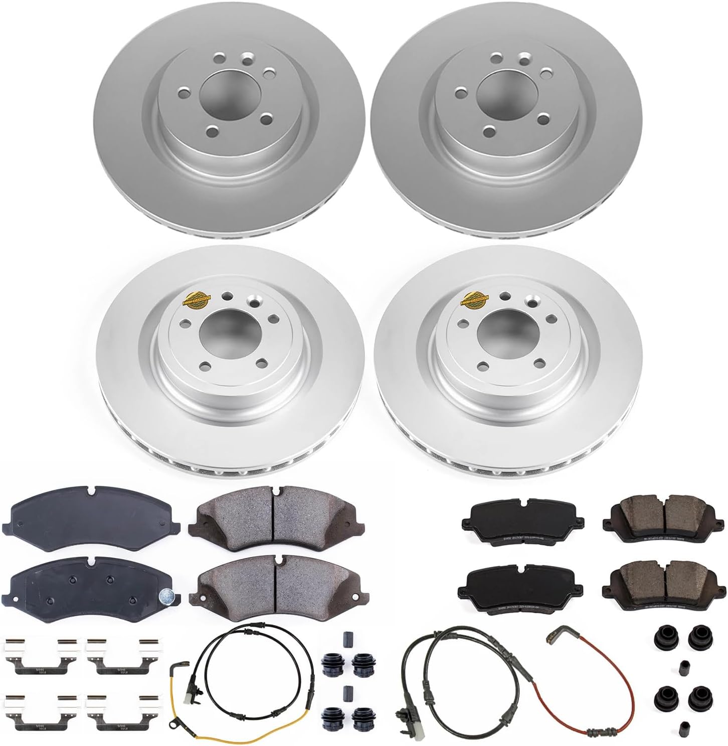 PowerStop Front and Rear Brake Kit for Land Rover Discovery 2017 |Rover Range Rover 2014-17 - Fully-Coated Disc Rotors with Z23 Carbon-Fiber Ceramic Brake Pads Upgrade, CRK7260