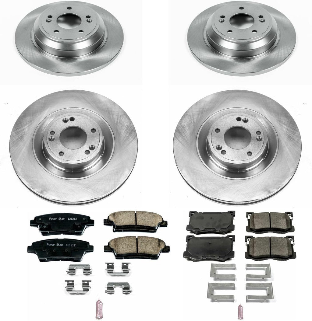 PowerStop Front and Rear Brake Kit for Hyundai Genesis 2015-16 | Kia K900 2015-17 - Z17 Ceramic Brake Pads & Disc Rotors Replacement, KOE7029