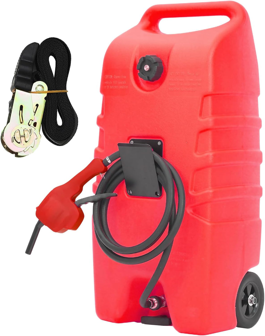 Petyee14 Gallon Portable Gas Can Fuel Tank, Fuel Storage Container with Manual Siphon Pump & 10FT Hose, Gasoline Diesel Caddy with Wheels, Fuel Transfer Tank for Car, ATV, Boat, Lawn Mower, Generator