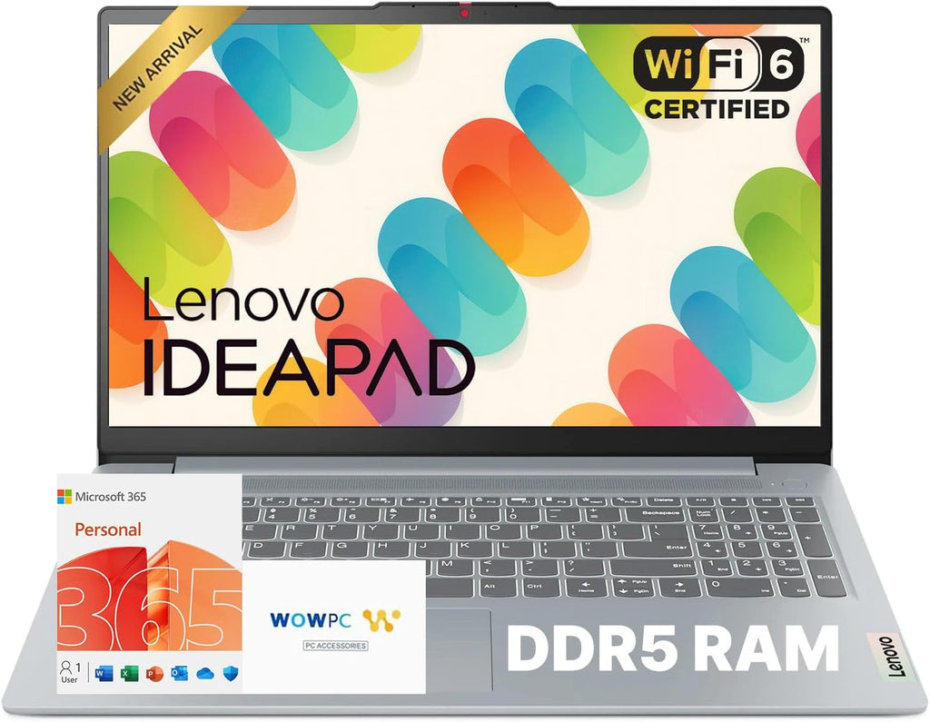 Lenovo IdeaPad Slim 3i 15.6' FHD Laptop • Microsoft Office 365 • 1.1TB Storage • LPDDR5 • Intel 4 Cores • 128GB SSD and 1TB Cloud • WiFi 6 • Military-Grade • Windows 11 • Essential Laptop