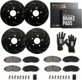 Max Advanced Brakes Front & Rear Brake Kit Compatible With 2006-2008 2009 2010 2011 Acura CSX Premium Touring iTech Replacement Drilled Slotted Black Coated Disc Brake Rotors and Ceramic Brake Pads