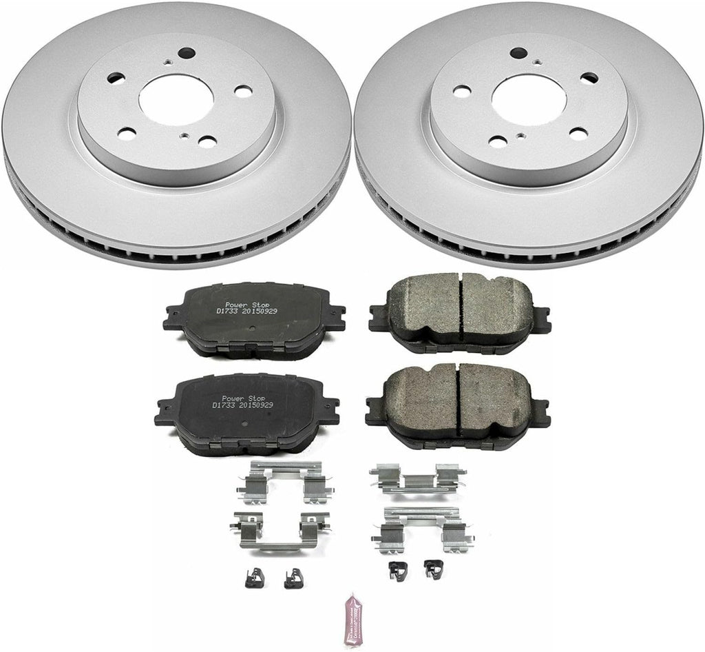 PowerStop Front Brake Kit for Lexus IS250 2014-15 - Fully-Coated Disc Rotors with Z17 Ceramic Brake Pads Replacement, CRK6990