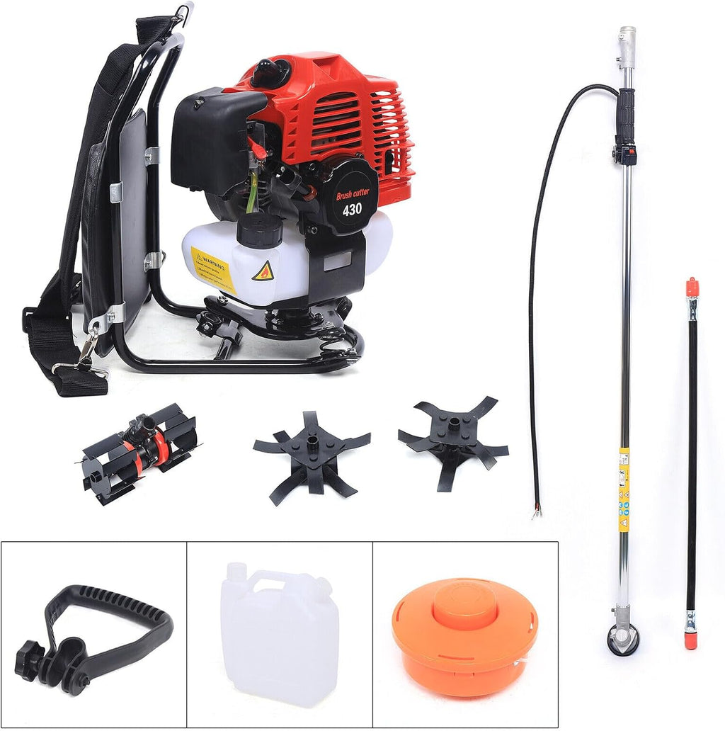 3 in 1 43CC 2 Stroke Backpack Gas Garden Brush Cutter Grass Trimmer Lawn Mower 1250W 3200rpm, for Shrub Harvesting and Cleaning, Weed Harvesting, Landscaping