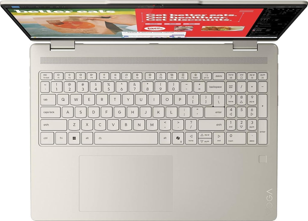 Lenovo Yoga 7 2-in-1 Laptop, 16' IPS Glass AMD Ryzen™ AI 5 340 Processor (2.00 GHz up to 4.80 GHz) 16 GB LPDDR5X-7500MT/s 1 TB SSD M.2 2242 PCIe Gen4 16' WUXGA (1920 x 1200)