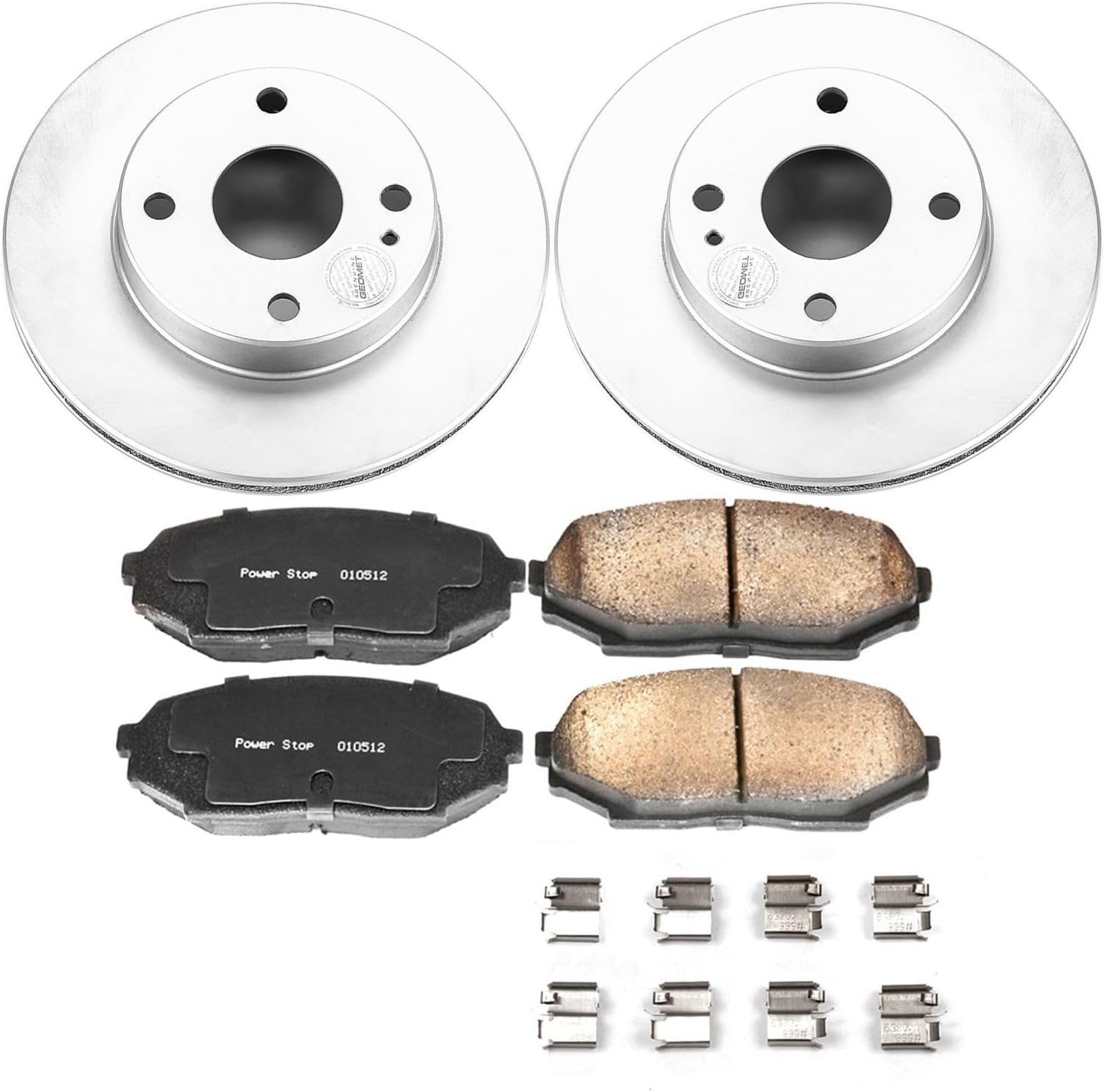 PowerStop Front Brake Kit for Mazda Miata 1990-93 - Fully-Coated Disc Rotors with Z17 Ceramic Brake Pads Replacement, CRK717