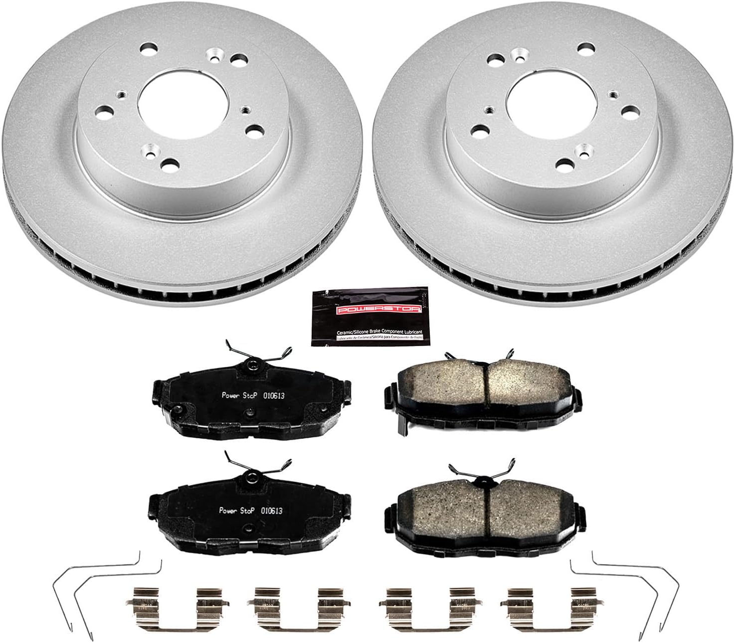 PowerStop Front Brake Kit for Honda Civic 2012-15 - Fully-Coated Disc Rotors with Z17 Ceramic Brake Pads Replacement, CRK6319
