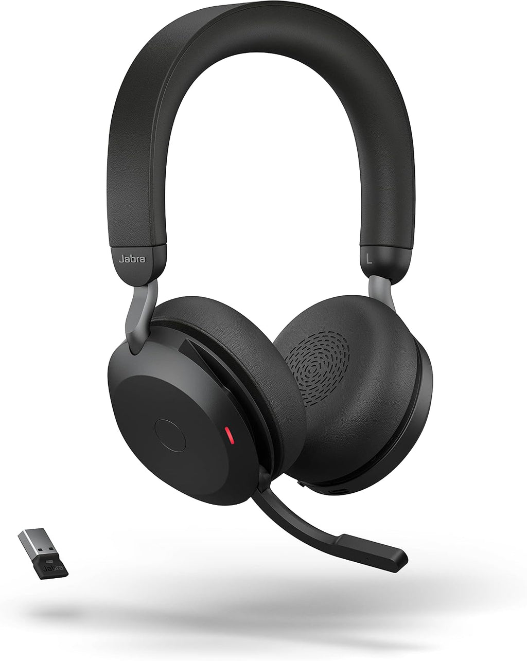 Jabra Evolve2 75 PC Wireless Headset with Charging Stand and 8-Mic Technology - Dual Foam Stereo Headphones with Advanced Active Noise Cancelling, USB-A Bluetooth Adapter and MS Compatibility - Black