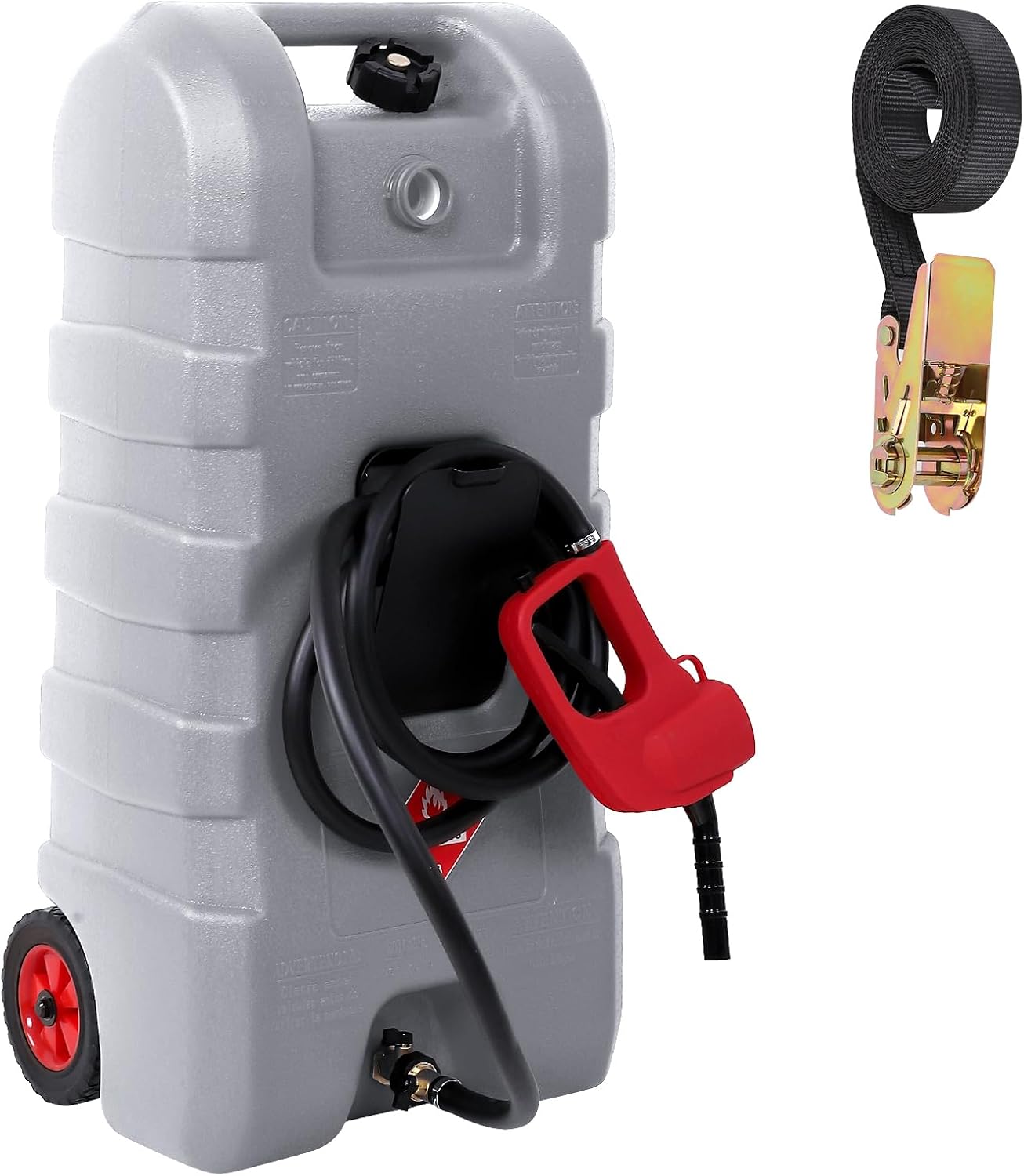 Portable Gas Fuel Tank 15 Gallon W/Casters,Portable Fuel Tank With Fluid Transfer Siphon Pump&10ft Delivery Hose,Diesel Storage Can On-Wheels for Cars, Lawn Mowers,Boats,Container Caddy Can