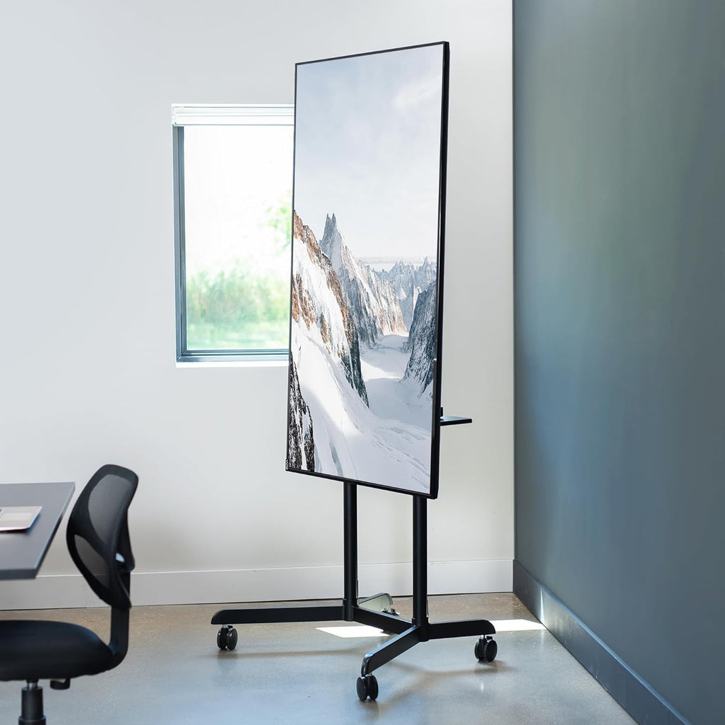 VIVO Mobile Premium TV Cart for 32 to 88 inch Screens up to 154 lbs, Samsung Digital Flipchart, Microsoft Surface Hub 2S, Portrait to Landscape, Shelf, Wheels, Max VESA 600x400, Black, STAND-TV02PB