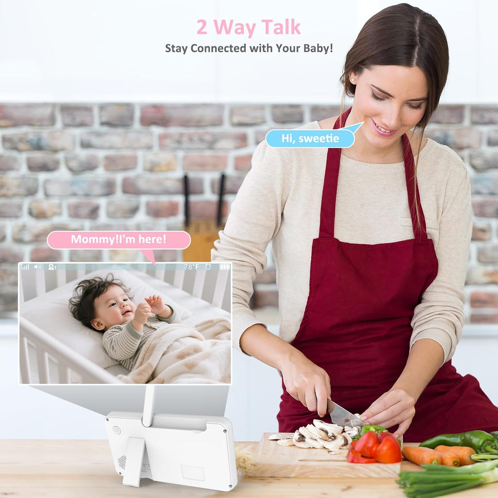 6' Big Screen No WiFi Baby Monitor with 3 Cameras, 1000ft Long Range, 2-Way Talk, 8 Lullabies, ECO Mode, Infrared Night Vision, 150 Languages, Perfect Baby Shower,Baby Register Gift
