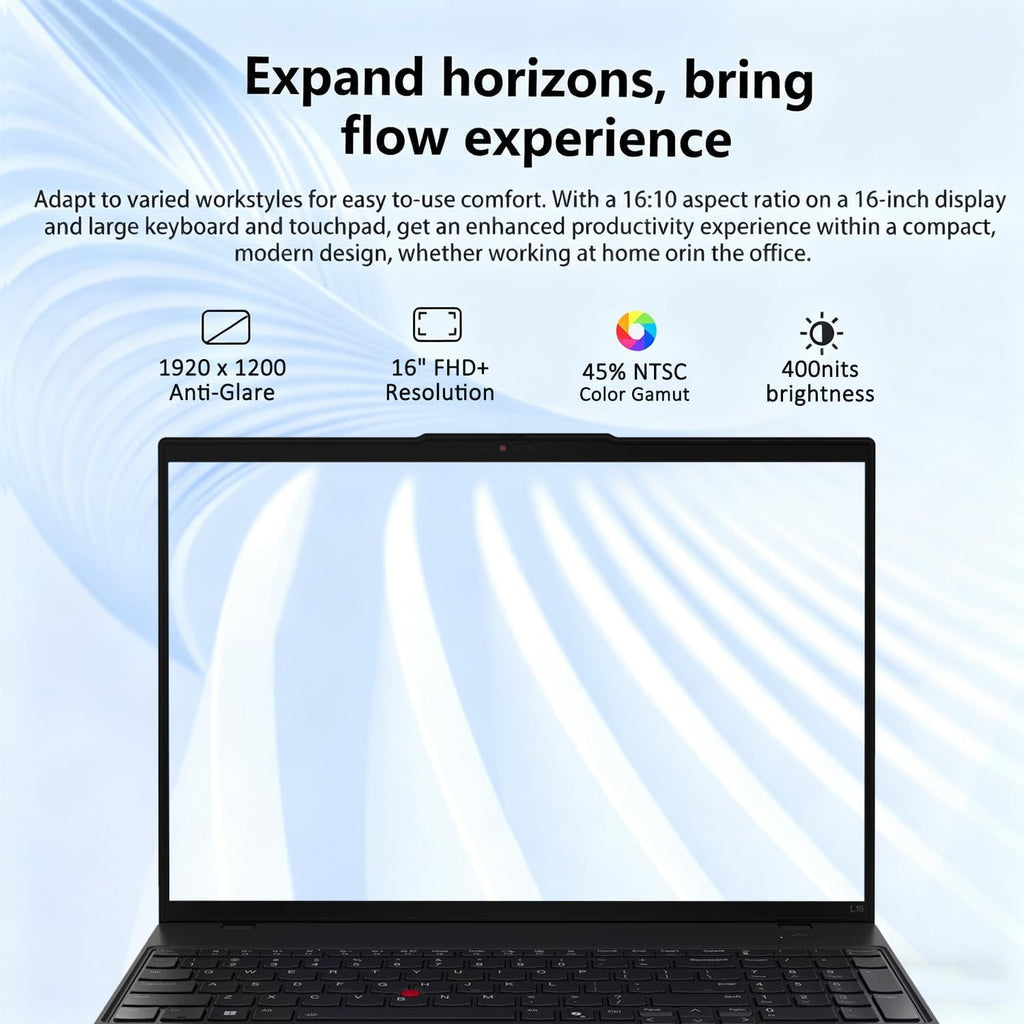 Lenovo ThinkPad L16 Gen 2 Business AI PC Laptop (16' FHD+ Touchscreen, Intel 12-Core Ultra 5 225U (> i7-1365U), 16GB RAM, 512GB SSD), Fingerprint, Backlit, Thunderbolt 4, Ethernet, IST HUB, Win 11 Pro