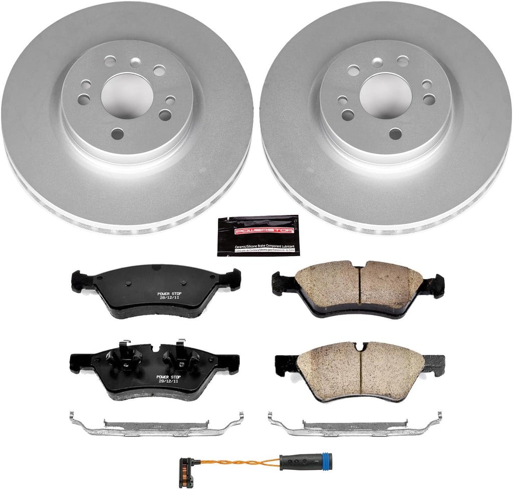 PowerStop Front Brake Kit for Mercedes-Benz ML320 2007-09 |ML350 2006-11 |ML450 2010-11 |ML500 2006-07 - Fully-Coated Disc Rotors with Z23 Carbon-Fiber Ceramic Brake Pads Upgrade, CRK6709